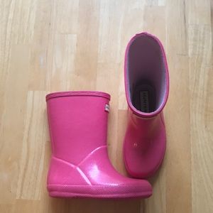 Girls Pink/Sparkle Hunter Rain Boots